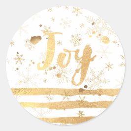 PixDezineの雪片/ストライプ金ゴールド/めまいフェイク ラウンドシール