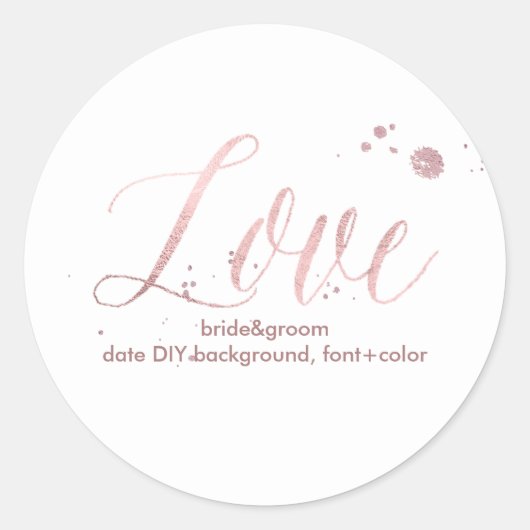 PixDezineめまいフェイクバラ金ゴールド/ラブ ラウンドシール (正面)