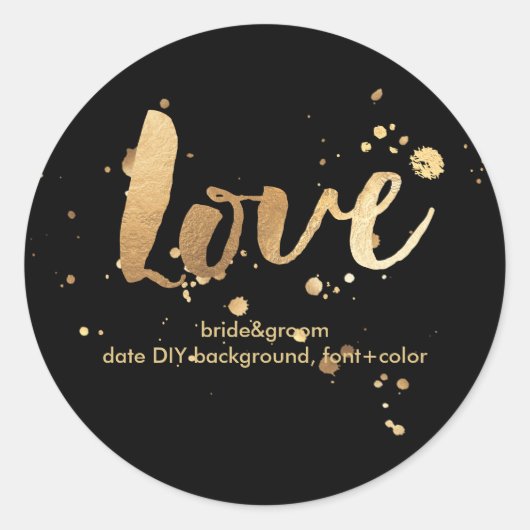 PixDezineめまいフェイク金ゴールド/ラブ ラウンドシール (正面)