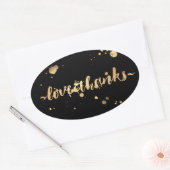 PixDezineめまいフェイク金ゴールド/愛/感謝してい 楕円形シール (封筒)