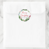 PixDezineクリスマスウォーター色の冬の緑 ラウンドシール (バッグ)