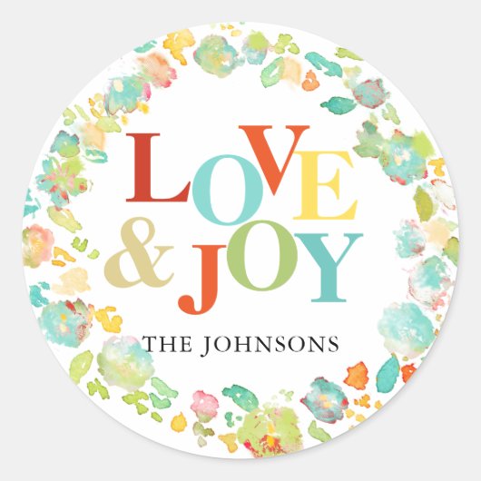 PixDezineクリスマスウォーター色抽象芸術リース ラウンドシール (正面)