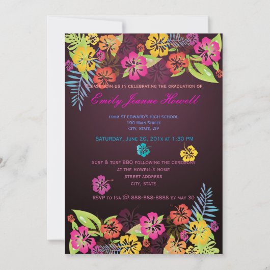 PixDezineトレンディー熱帯花2011目盛り 招待状 (裏面)