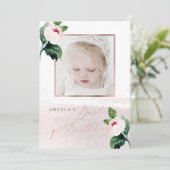 PixDezineバプテスマ+1st B'day水彩赤面バラ 招待状 (スタンド正面)