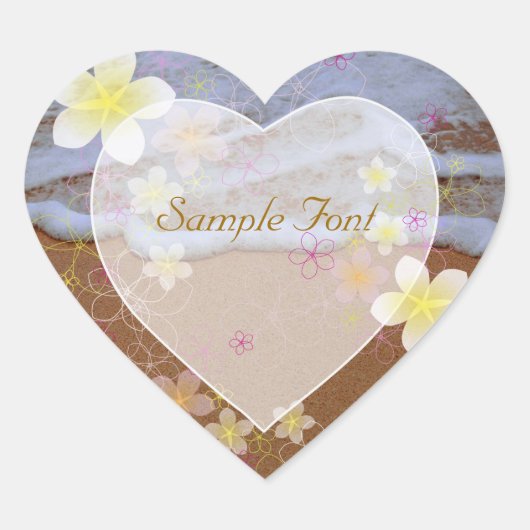 PixDezineビーチ+プルメリア ハートシール (正面)