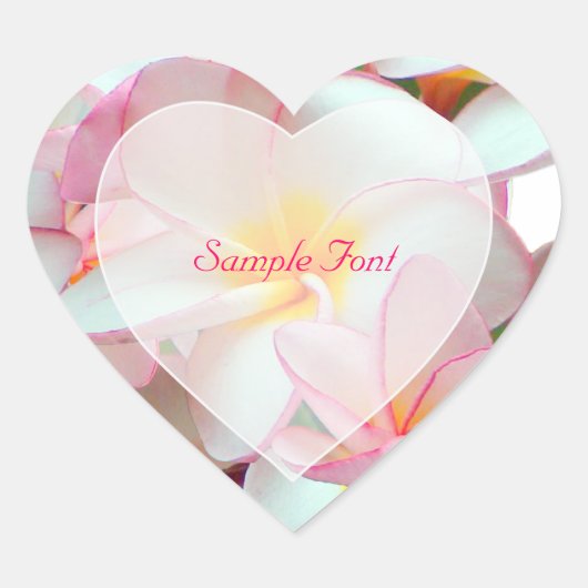 PixDezineピンクプルメリア/DIY背景色 ハートシール (正面)