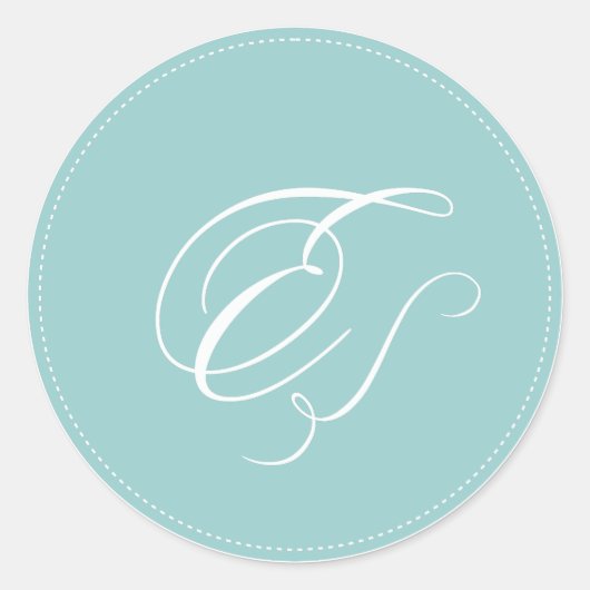 PixDezineモノグラムE、diy背景色 ラウンドシール (正面)