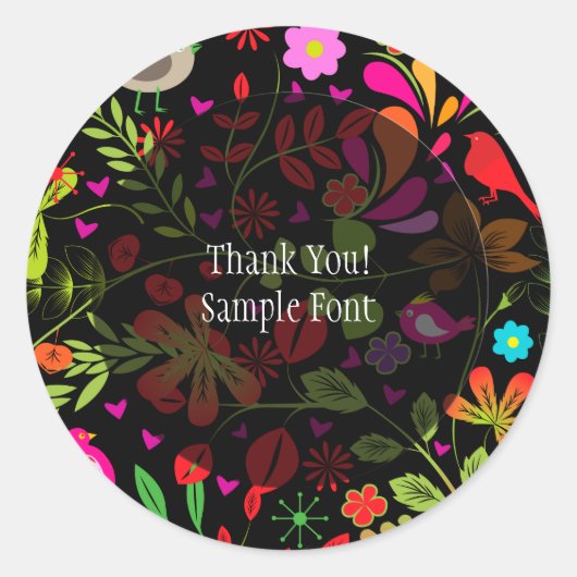 PixDezineレトロツリー/DIY背景色 ラウンドシール (正面)