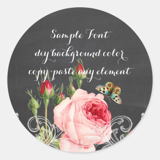 PixDezineヴィンテージバラ+シャルボード ラウンドシール (正面)