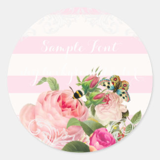 PixDezineヴィンテージバラ/DIY背景色 ラウンドシール