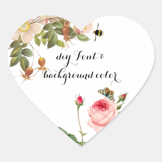 PixDezineヴィンテージピンクローズ/redoute ハートシール (正面)