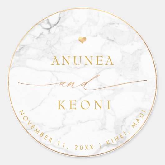 PixDezine大理石フェイク金ゴールドクラシックハートRound Sti ラウンドシール (正面)