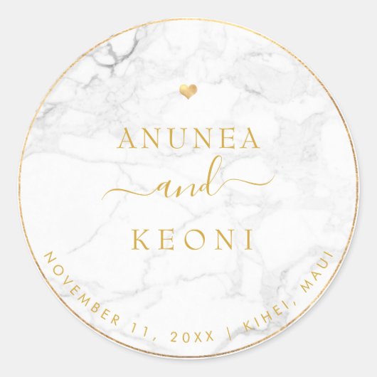 PixDezine大理石フェイク金ゴールドハート ラウンドシール (正面)