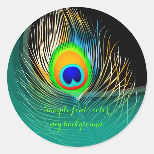 PixDezine孔雀プルーム/DIYbackground ラウンドシール (正面)
