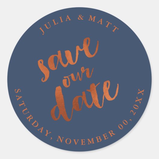 PixDezine日付/銅/フェイクDIY色を保存 ラウンドシール (正面)