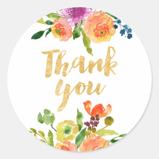 PixDezine水彩フローラ/オレンジランヌカルス ラウンドシール (正面)