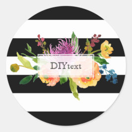 PixDezine水彩フローラ/ストライプ ラウンドシール