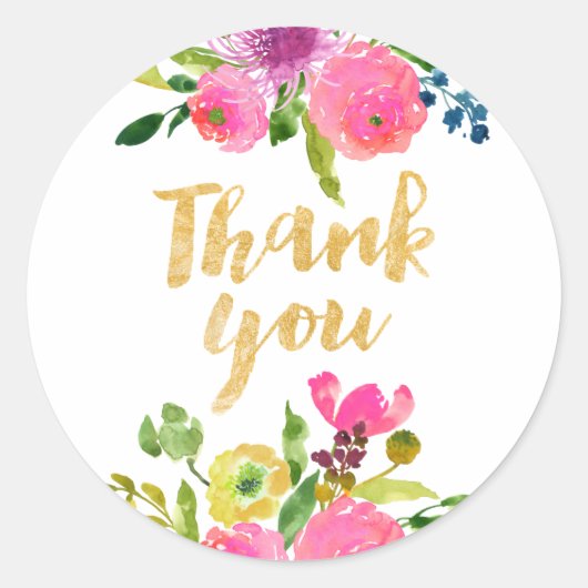 PixDezine水彩フローラ/ピンクランナキュラス ラウンドシール (正面)