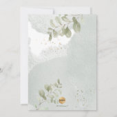 PixDezine水彩緑の金ゴールドバプテスマ 招待状 (裏面)