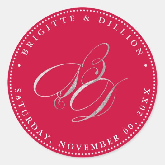 PixDezine フェイク Silver Monogram(A-Z) ラウンドシール (正面)