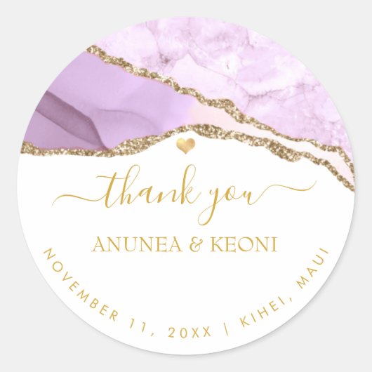 PixDezine 水彩 紫agate 偽ゴールド ベイン ラウンドシール (正面)