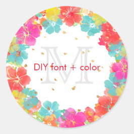 PixDezine Aloha Hibiscus Llei/DIY背景色 ラウンドシール
