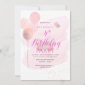 PixDezine ANY AGE バースデーガール グリッターバルーン 招待状 (裏面)