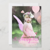 PixDezine ANY AGE、誕生日ガールグリッターバルーン 招待状 (正面)