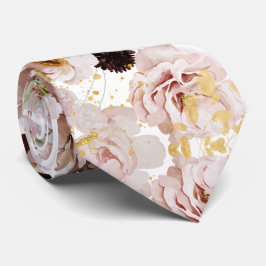 PixDezine Boho H2埃っぽいバラブルゴーニュMums ネクタイ