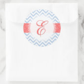 PixDezine chevron/placid blue/monogram/diy colors ラウンドシール (バッグ)