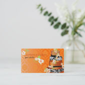 PixDezine damask+燃えたアプリコットケーキ/パティスリー 名刺 (スタンド正面)