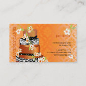 PixDezine damask+燃えたアプリコットケーキ/パティスリー 名刺 (裏面)