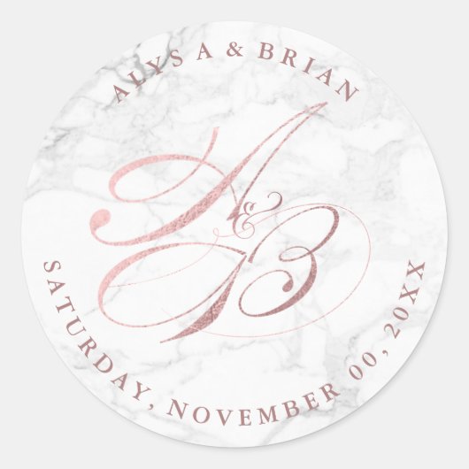 PixDezine DIYモノグラム/大理石/フェイクバラ金ゴールド ラウンドシール (正面)