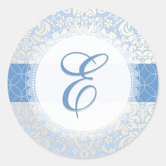 PixDezine fidora damask/diy colors/placid blue ラウンドシール (正面)