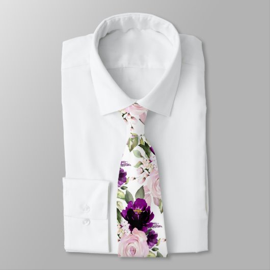 PixDezine H2フラワーマゼンタ赤面バラ ネクタイ (タイ)