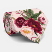 PixDezine H2花バーガンディ赤面牡丹 ネクタイ (ロール)