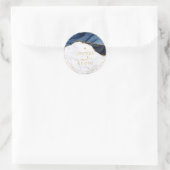 PixDezine H2 Blue Agate + Marble Faux Gold Heart ラウンドシール (バッグ)