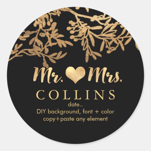 PixDezine Olives/フェイク金ゴールド/DIY背景 ラウンドシール (正面)