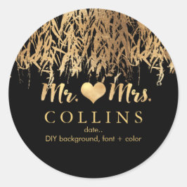 PixDezine Willow葉の/フェイク金ゴールド/DIYの背景 ラウンドシール