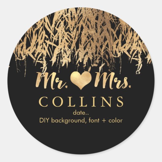 PixDezine Willow葉の/フェイク金ゴールド/DIYの背景 ラウンドシール (正面)