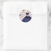 PixDezineQuinceaneraネイビーグリッターガウン赤面バラ ラウンドシール (バッグ)