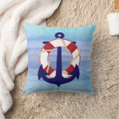 PixDezinesいかり航海の/海/波/水色 クッション (ブランケット)