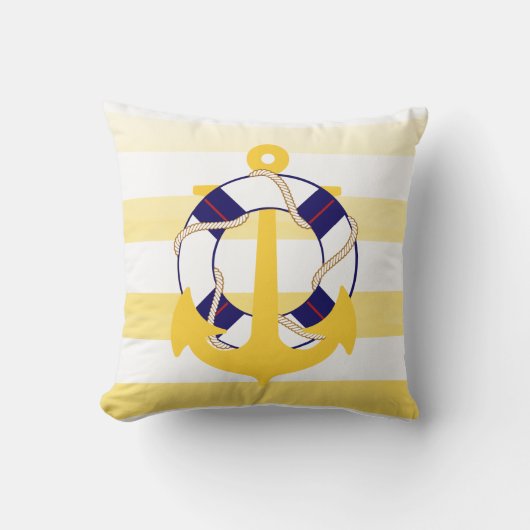 PixDezinesいかり航海の/海/波/水色 クッション (正面)