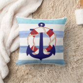 PixDezinesいかり航海の/海/波/水色 クッション (ブランケット)