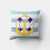 PixDezinesいかり航海の/海/波/水色 クッション (裏面)