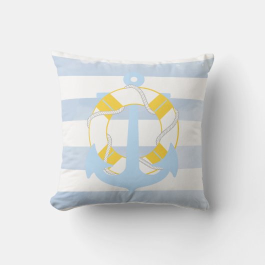 PixDezinesいかり航海の/海/波/水色 クッション (正面)