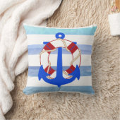 PixDezinesいかり航海の/海/波/水色 クッション (ブランケット)