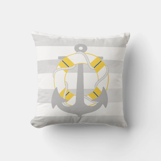 PixDezinesいかり航海の/海/波/水色 クッション (正面)