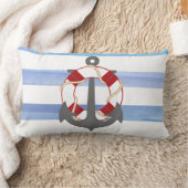 PixDezinesいかり航海の/海/波/水色 ランバークッション (ブランケット)