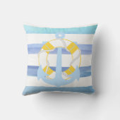 PixDezinesいかり/航海の/海/波/水色 クッション (裏面)